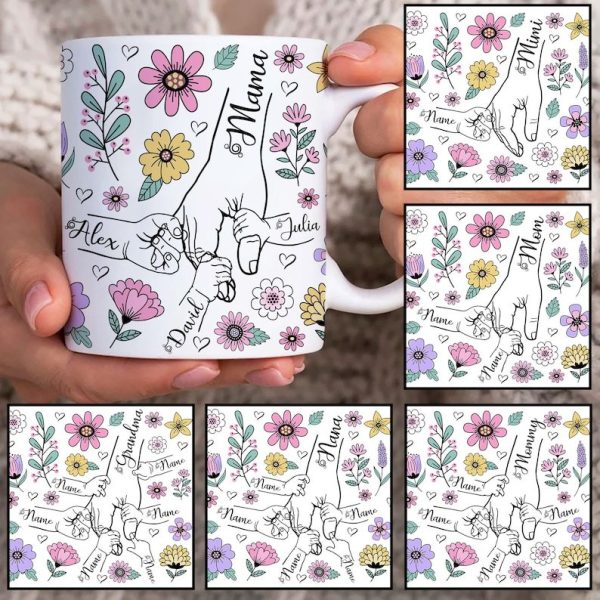 Mother's day mug - full heart with names on
